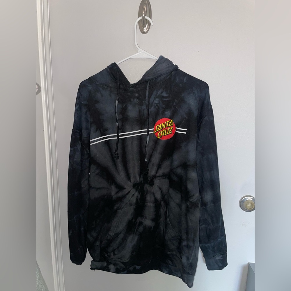 Black and Grey Tie Dye Santa Cruz Hoodie